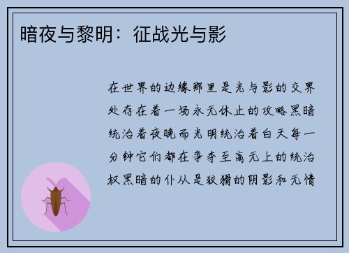 暗夜与黎明:征战光与影